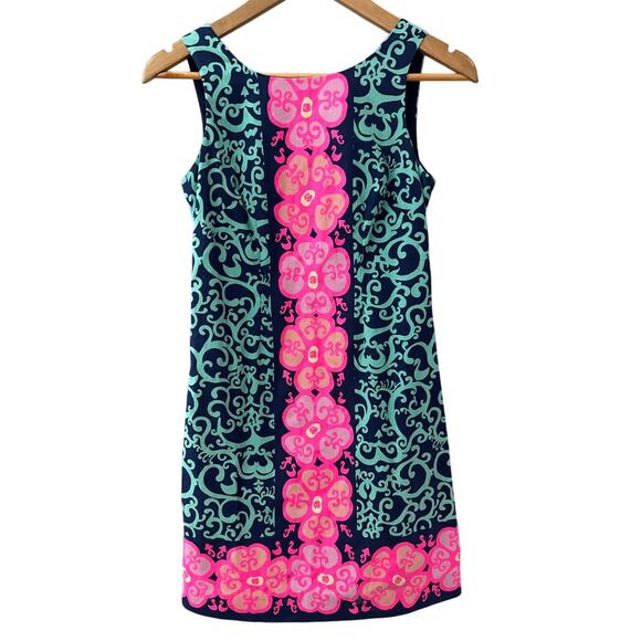 Lilly Pulitzer Delia Shift Dress Fountain Hopping Engineered Floral Size 00 - Picture 4 of 11